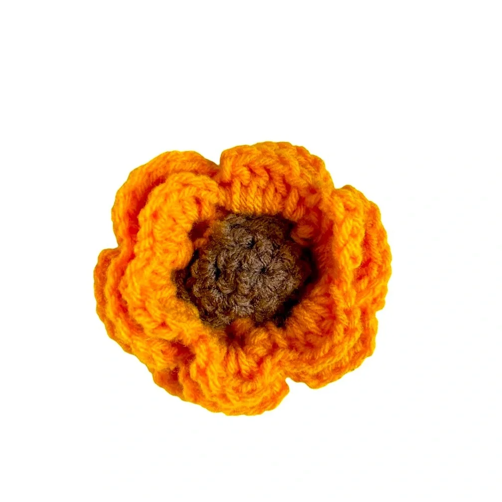 Hand Crafted Crocheted Colorful Sunflower Dog Collar Flower With Attachable Band